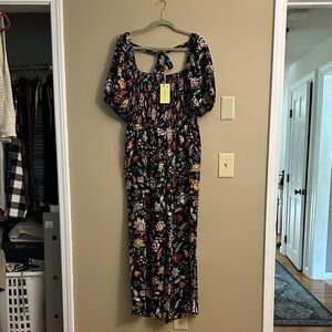 Floral Jumpsuit with Puff Sleeves